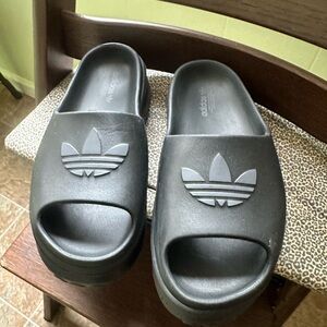 Adidas Platform Black Slides with Logo